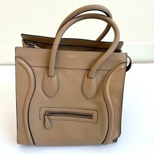 Celine Tan calfskin leather Mini Dune tote bag